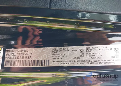 2023 Jeep Gladiator Rubicon 4X4 из США, поврежденный, VIN 1C6JJTBG2PL572717